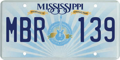 MS license plate MBR139