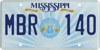 MS license plate MBR140