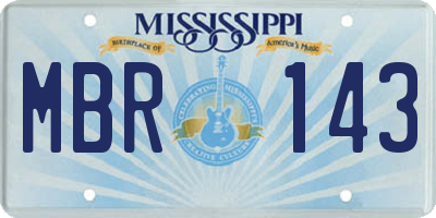 MS license plate MBR143