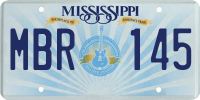 MS license plate MBR145
