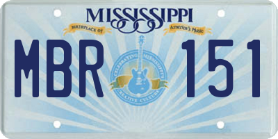 MS license plate MBR151