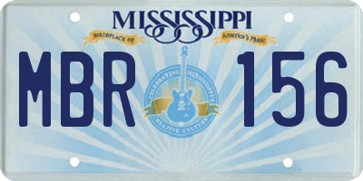 MS license plate MBR156