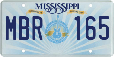 MS license plate MBR165