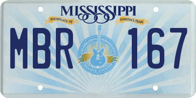 MS license plate MBR167