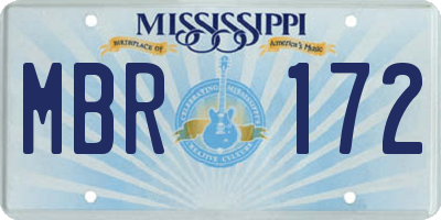 MS license plate MBR172