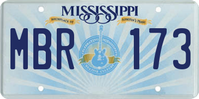 MS license plate MBR173