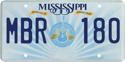 MS license plate MBR180