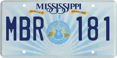 MS license plate MBR181