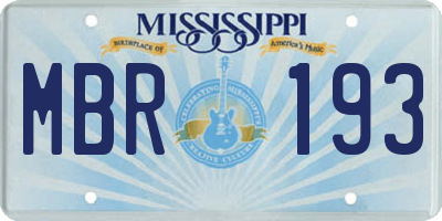MS license plate MBR193