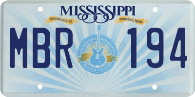 MS license plate MBR194