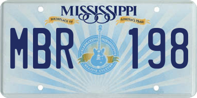 MS license plate MBR198