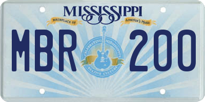 MS license plate MBR200