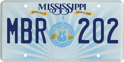 MS license plate MBR202