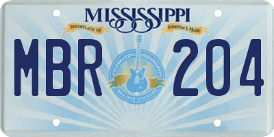 MS license plate MBR204