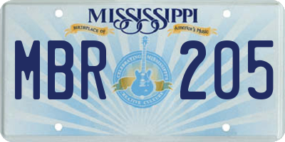 MS license plate MBR205