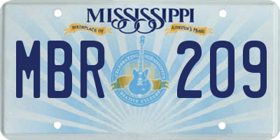 MS license plate MBR209