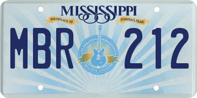 MS license plate MBR212