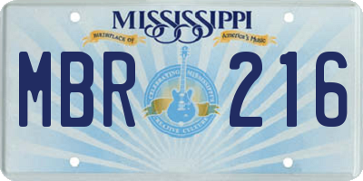 MS license plate MBR216