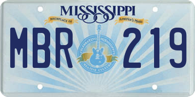 MS license plate MBR219