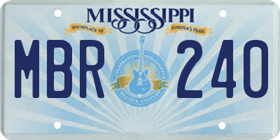 MS license plate MBR240