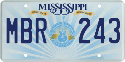 MS license plate MBR243