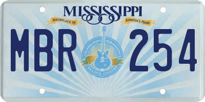 MS license plate MBR254
