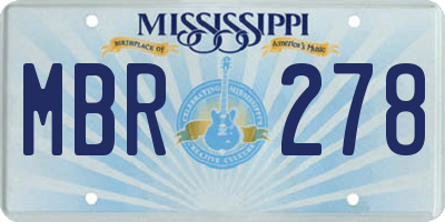 MS license plate MBR278