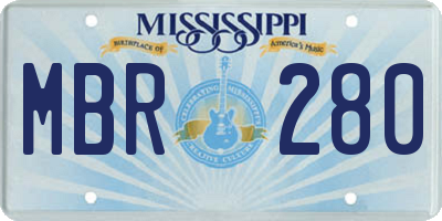 MS license plate MBR280