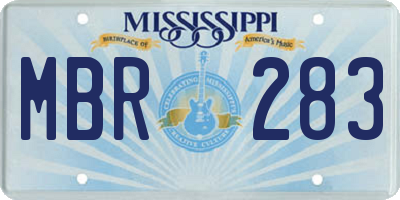 MS license plate MBR283