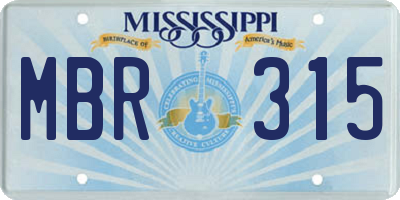 MS license plate MBR315