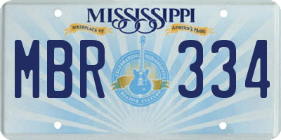 MS license plate MBR334