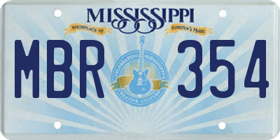 MS license plate MBR354