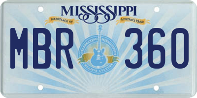 MS license plate MBR360