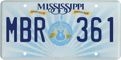 MS license plate MBR361