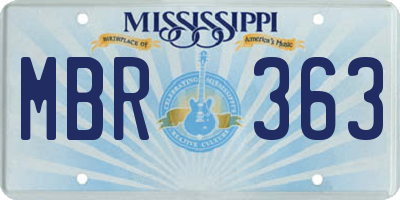 MS license plate MBR363