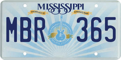 MS license plate MBR365
