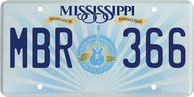 MS license plate MBR366