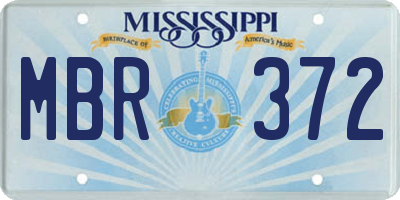 MS license plate MBR372