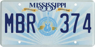 MS license plate MBR374