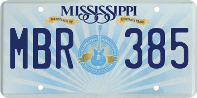 MS license plate MBR385