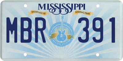 MS license plate MBR391