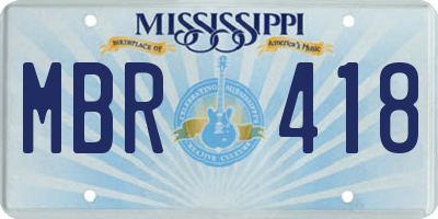 MS license plate MBR418