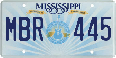 MS license plate MBR445