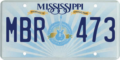 MS license plate MBR473