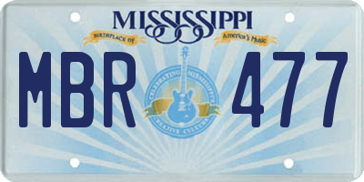 MS license plate MBR477