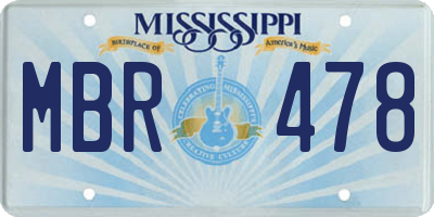 MS license plate MBR478