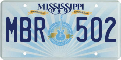 MS license plate MBR502