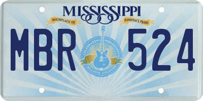 MS license plate MBR524