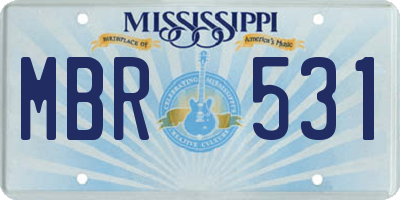 MS license plate MBR531