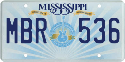 MS license plate MBR536